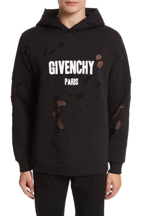 givenchy distressed hoodie green|Givenchy distressed layered hoodie.